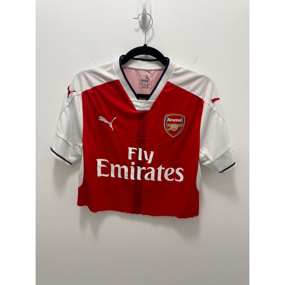 Puma Arsenal FC Fly Emirates Cropped Soccer Jersey Red White Mens Medium